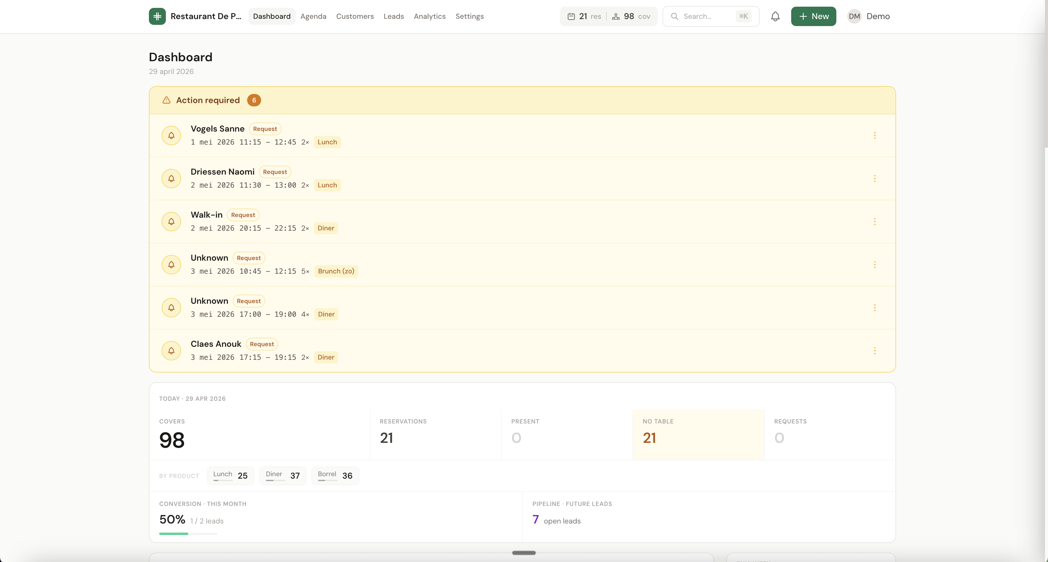 De Wolfsberg website with TableFlow booking widget overlay
